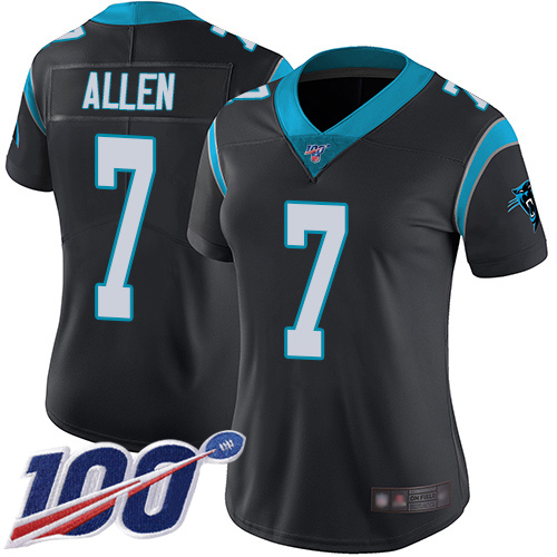 Carolina Panthers Limited Black Women Kyle Allen Home Jersey NFL Football #7 100th Season Vapor Untouchable->youth nfl jersey->Youth Jersey